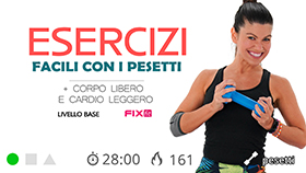 allenamento total body con cardio e pesetti