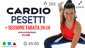 allenamento Performance con esercizi total body, esercizi cardio e sessione tabata