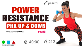 allenamento Resistance PHA + focus gambe e glutei ed esercizi a basso impatto.