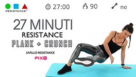 allenamento impegnativo per allenare la zona centrale del corpo con varianti plank e crunch