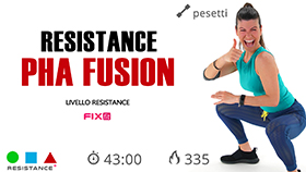 allenamento Resistance PHA Fusion con un blocco total body e 2 blocchi in cardio HIIT