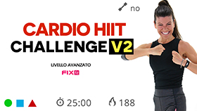 allenamento cardio HIIT Challenge V2 con esercizi impegnativi e cambi dinamici
