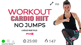 allenamento cardio + cardio HIIT con esercizi di base senza salti