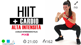 allenamento di 20 minuti con sessioni cardio e cardio HIIT per per bruciare calorie e tonificare tutto il corpo