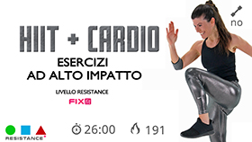 allenamento impegnativo con 2 blocchi HIIT a tempi crescenti e 2 blocchi cardio