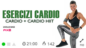 allenamento cardio con esercizi semplici e sessione cardio HIIT dinamica