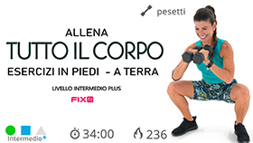 allenamento con 2 blocchi di lavoro in piedi e a terra a corpo libero e con pesetti