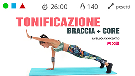 allenamento mirato per tonificare bicipiti, tricipiti, spalle, schiena e allenare la core stability