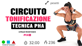 allenamento di 20 minuti con tonificazione in tecnica PHA ed esercizi a circuito