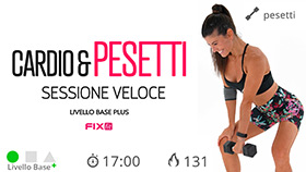 allenamento cardio HIIT e tonificazione con pesetti della durata di 17 minuti