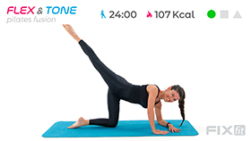 allenamento di pilates fusion con focus core, gambe e glutei