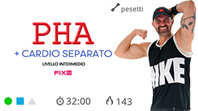 allenamento completo per tonificare tutto il corpo con 2 blocchi cardio e un blocco centrale in tecnica PHA