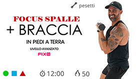 allenamento braccia e spalle con un solo blocco di lavoro in piedi e a terra con pesetti e a corpo libero