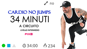 allenamento cardio a circuito della durata di 34 minuti con esercizi semplici a media intensità