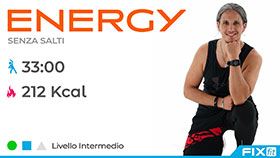allenamento Energy con esercizi a basso stimolo muscolare e cardio a media intensità