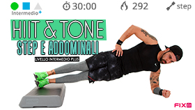 allenamento HIIT and tone con step e addominali